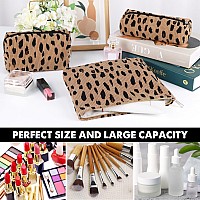 Gocvo 3 Pcs Makeup Bag Cosmetic Bag Set For Girls Women Travel Organizer Bathroom Toiletry Pouch Large Capacity Storage Bag Leo