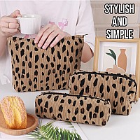 Gocvo 3 Pcs Makeup Bag Cosmetic Bag Set For Girls Women Travel Organizer Bathroom Toiletry Pouch Large Capacity Storage Bag Leo