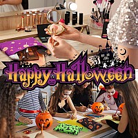 Eccliy 20 Pcs Halloween Makeup Bag Scary Ghost Bat Skull Cosmetic Bag Canvas Gifts For Girls Toiletry Pouch With Zipper For Wome