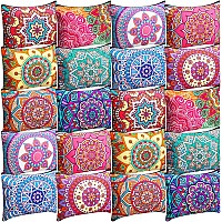 Eccliy 20 Pcs Mandala Makeup Bag Cosmetic Bag Canvas Gifts Colorful Mandala Themed Accessories For Girls Toiletry Pouch With Zip