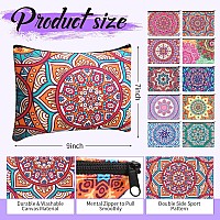 Eccliy 20 Pcs Mandala Makeup Bag Cosmetic Bag Canvas Gifts Colorful Mandala Themed Accessories For Girls Toiletry Pouch With Zip