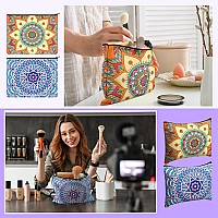 Eccliy 20 Pcs Mandala Makeup Bag Cosmetic Bag Canvas Gifts Colorful Mandala Themed Accessories For Girls Toiletry Pouch With Zip