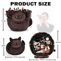 Openhahaha Drawstring Makeup Bag Cat Makeup Bag Travel Makeup Organizer Cosmetic Pouch Bag Cat Gift For Women Lay Flat Make