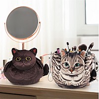 Openhahaha Drawstring Makeup Bag Cat Makeup Bag Travel Makeup Organizer Cosmetic Pouch Bag Cat Gift For Women Lay Flat Make