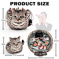 Openhahaha Drawstring Makeup Bag Cat Makeup Bag Travel Makeup Organizer Cosmetic Pouch Bag Cat Gift For Women Lay Flat Make