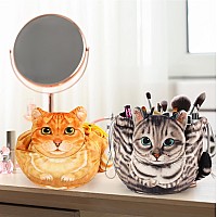 Openhahaha Drawstring Makeup Bag Cat Makeup Bag Travel Makeup Organizer Cosmetic Pouch Bag Cat Gift For Women Lay Flat Make