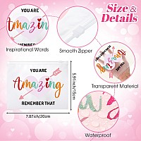 Reginary 100 Pcs Inspirational Gifts For Girls Women Travel Cheer Makeup Bag Bulk Loved Quotes Cosmetic Bags With Zipper Thank Y