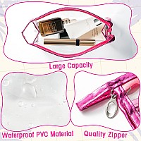 Y1Tvei Clear Makeup Bag Set 2Pcs Preppy Clear Cosmetic Travel Bag Tsa Approved Large Pvc Transparent Waterproof Plastic Sunscr