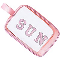 Coshaysoo Clear Pink Sun Spf Makeup Bag Sunscreen Cosmetic Toiletry Travel Accessories Summer Essentials Birthday Graduation App