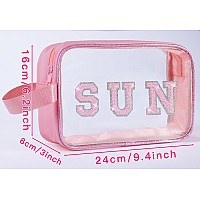 Coshaysoo Clear Pink Sun Spf Makeup Bag Sunscreen Cosmetic Toiletry Travel Accessories Summer Essentials Birthday Graduation App