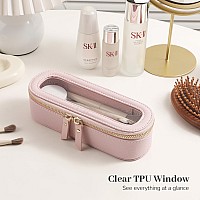 Aveniee Slim Clear Makeup Brush Bag Small Cosmetic Brush Holder Mini Toiletry Bag Travel Case For Women Thin Make Up Bags Wit