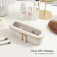 Aveniee Slim Clear Makeup Brush Bag Small Cosmetic Brush Holder Mini Toiletry Bag Travel Case For Women Thin Make Up Bags Wit