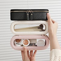 Aveniee Slim Clear Makeup Brush Bag Small Cosmetic Brush Holder Mini Toiletry Bag Travel Case For Women Thin Make Up Bags Wit