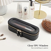 Aveniee Slim Clear Makeup Brush Bag Small Cosmetic Brush Holder Mini Toiletry Bag Travel Case For Women Thin Make Up Bags Wit