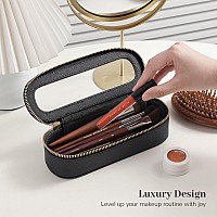 Aveniee Slim Clear Makeup Brush Bag Small Cosmetic Brush Holder Mini Toiletry Bag Travel Case For Women Thin Make Up Bags Wit