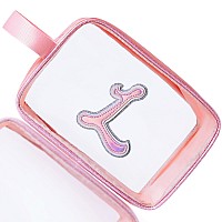 Coshaysoo Clear Makeup Bag Preppy Initial Letter Cosmetic Toiletry Sunscreen Pouch 20Th 30Th 40Th 50Th Birthday Gifts For Women