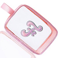 Coshaysoo Clear Makeup Bag Preppy Initial Letter Cosmetic Toiletry Sunscreen Pouch Travel Essential Accessories Gifts For Women