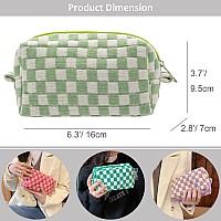 Pazimiik Checkered Makeup Bag For Purse Portable Zipper Make Up Pouch Small Cosmetic Case For Travel Accessories 2Pcs Light Gre