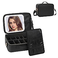 Monstina Makeup Bag With Led Mirrorlighted Make Up Travel Case Cosmetic Bag Professional Cosmetic Artist Organizer With Led Lig