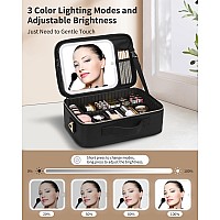 Monstina Makeup Bag With Led Mirrorlighted Make Up Travel Case Cosmetic Bag Professional Cosmetic Artist Organizer With Led Lig