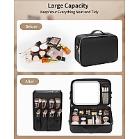 Monstina Makeup Bag With Led Mirrorlighted Make Up Travel Case Cosmetic Bag Professional Cosmetic Artist Organizer With Led Lig