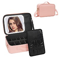 Monstina Makeup Bag With Led Mirror Lighted Make Up Travel Case Cosmetic Bag Professional Cosmetic Artist Organizer With Led Lig