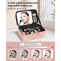 Monstina Makeup Bag With Led Mirror Lighted Make Up Travel Case Cosmetic Bag Professional Cosmetic Artist Organizer With Led Lig