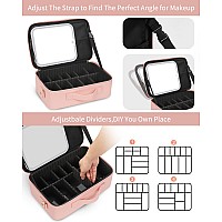 Monstina Makeup Bag With Led Mirror Lighted Make Up Travel Case Cosmetic Bag Professional Cosmetic Artist Organizer With Led Lig