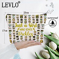 Levlo Funny Pickle Cosmetic Bag Pickle Food Costume Party Gift Just A Girl Who Loves Pickles Makeup Zipper Pouch Bag Pickle Love