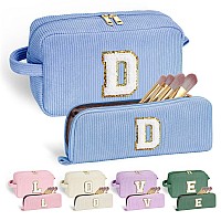 Yoolife Birthday Gifts For Women Monogram Letter Blue Makeup Bag Brush Cosmetic Bags For Girls Women Her Best Friend Friendshi