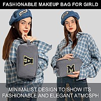 Yoolife Travel Makeup Bags For Women Daughter Sister Gifts Initial Gray Small Make Up Bag Wife Girlfriend Aunt Gifts Travel Mu