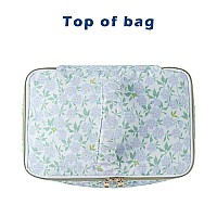 Uekeboag Large Travel Quilted Makeup Bag For Women Floral Cotton Cosmetic Bag Coquette Aesthetic Floral Toiletry Organizer Bag