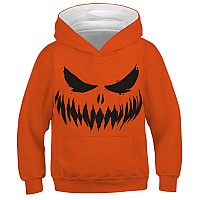 Ainuno Halloween Hoodie Orange Pumpkin Sweatshirts Kids Boys Girls Unisex Youth Pumpkin Hoodies Long Sleeve Shirts 3D Print Size