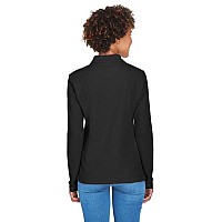 Ladies Pima Piqu Long-Sleeve Polo - BLAcK - S(D0102H7YRI2)