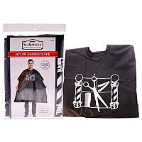 Scalpmaster Black Nylon Barber Cape with Hook-and-Loop Closure