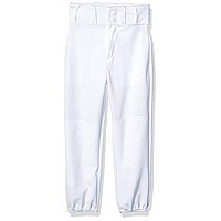 Alleson Athletic Boys Youth Elastic Bottom Baseball Pants, White, X-Large