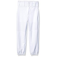 Alleson Athletic Boys Youth Elastic Bottom Baseball Pants, White, X-Large