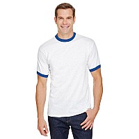 Adult Ringer T-Shirt - WHITE ROYAL - L(D0102H7YLgT)