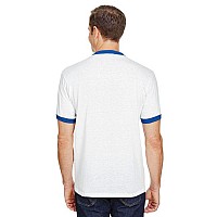 Adult Ringer T-Shirt - WHITE ROYAL - L(D0102H7YLgT)