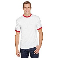 Adult Ringer T-Shirt - WHITE ROYAL - L(D0102H7YLL6)