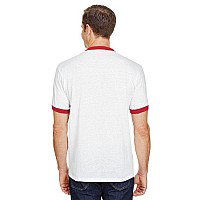 Adult Ringer T-Shirt - WHITE ROYAL - L(D0102H7YLL6)