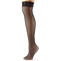 FISHNET THIgH HI WITH LAcE TOP. - ONE SIZE QUEEN - BLAcK