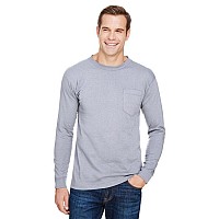 Unisex Union-Made Long-Sleeve Pocket crew T-Shirt - ASH - S(D0102H7MH8X)