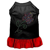 Rhinestone Multi Flower Dress Black with Red Lg