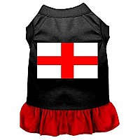 St Georges Cross Screen Print Dress Black With Red Lg