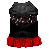 Rhinestone RockStar Dress Black with Red Lg