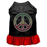 Rhinestone Rasta Peace Dress Black with Red Med