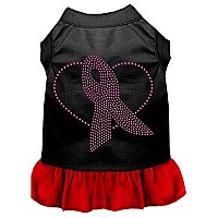 Pink Ribbon Rhinestone Dress Black with Red XL