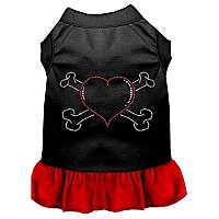 Rhinestone Heart and crossbones Dress Black with Red XL