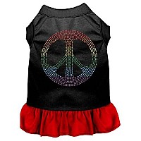 Rhinestone Rainbow Peace Dress Black with Red XL